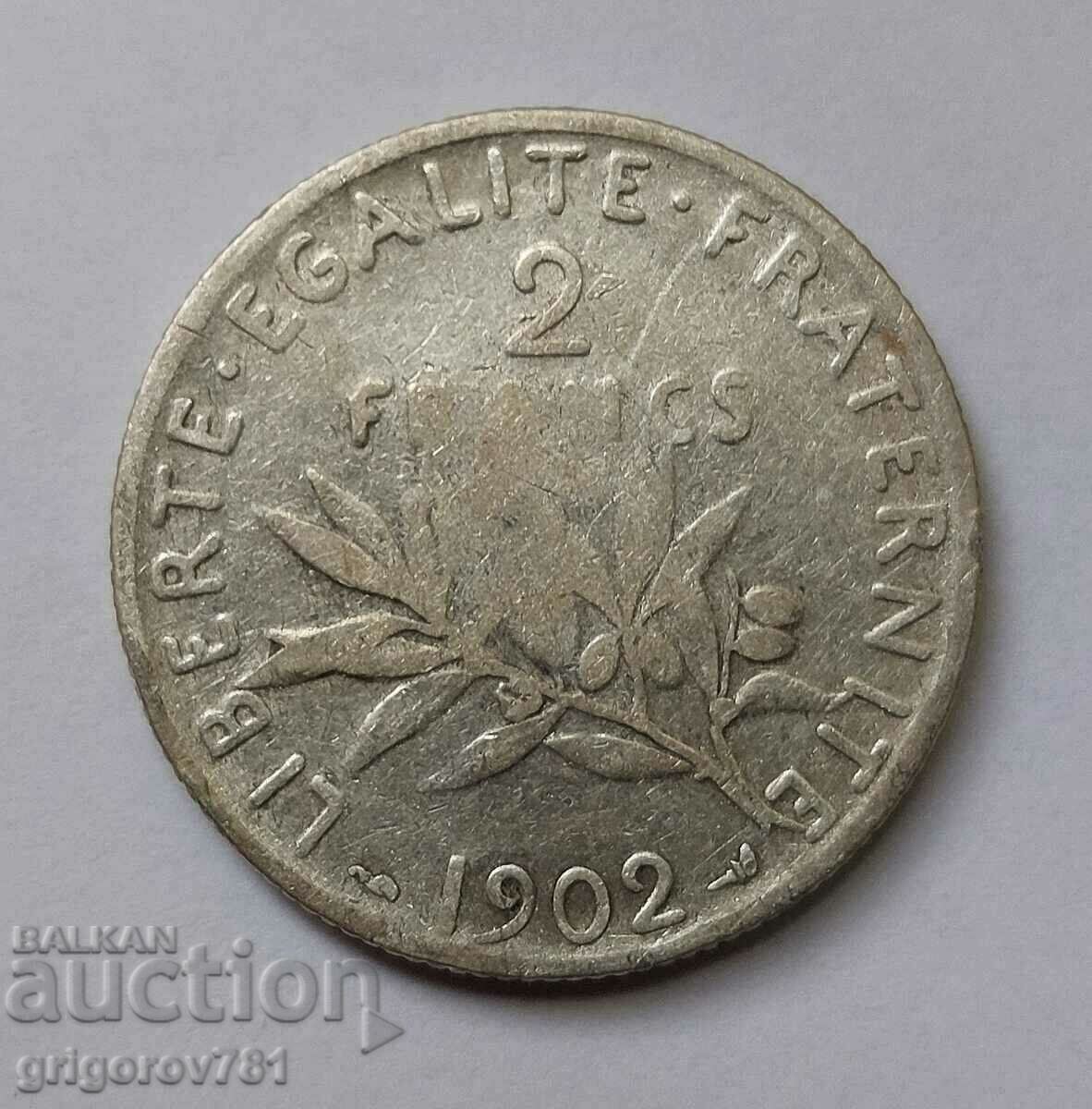 2 франка сребро Франция 1902 -  сребърна монета №145