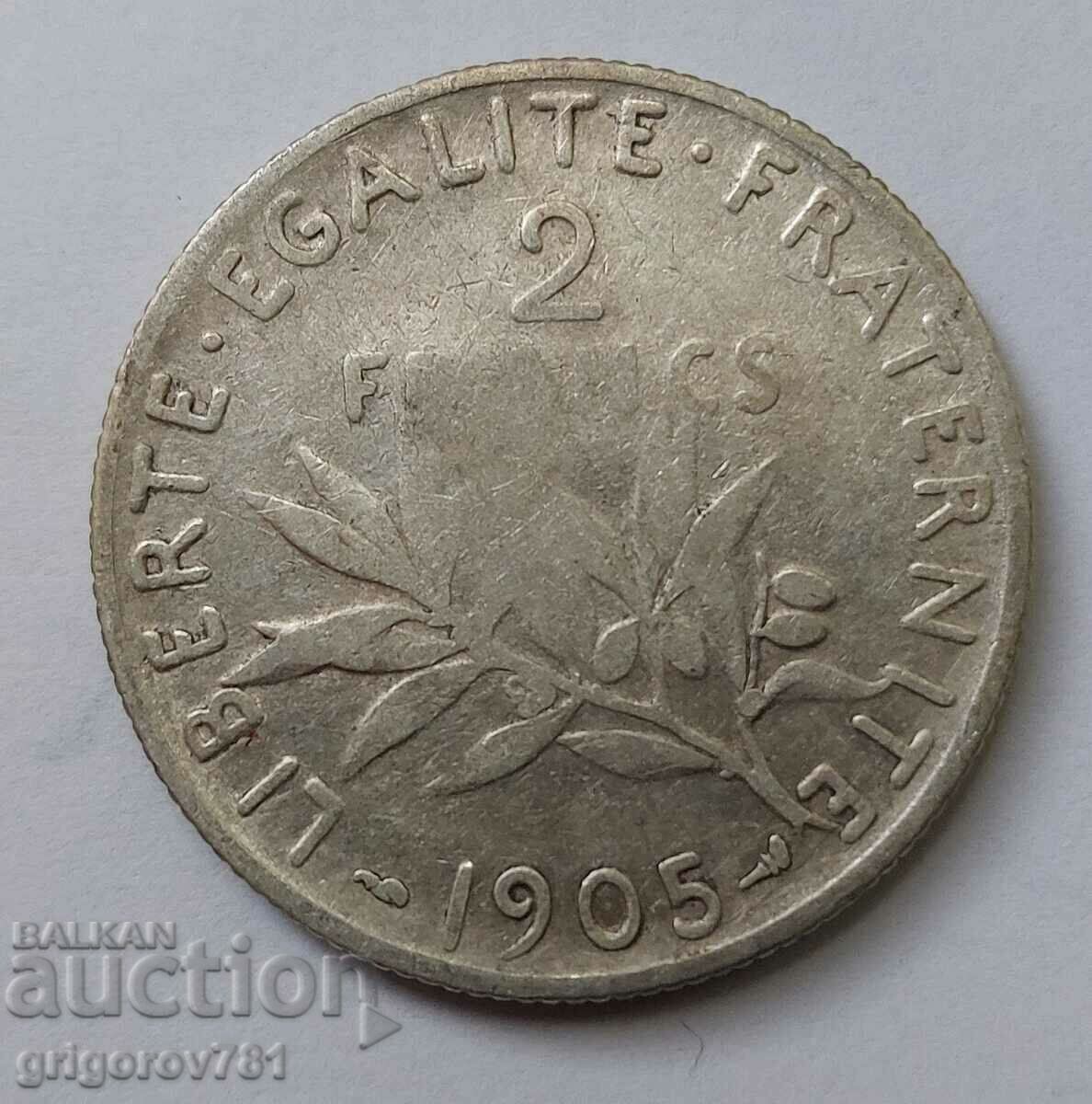 2 Francs Silver France 1905 - Silver Coin #150