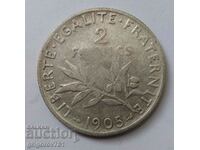 2 Francs Silver France 1905 - Silver Coin #150