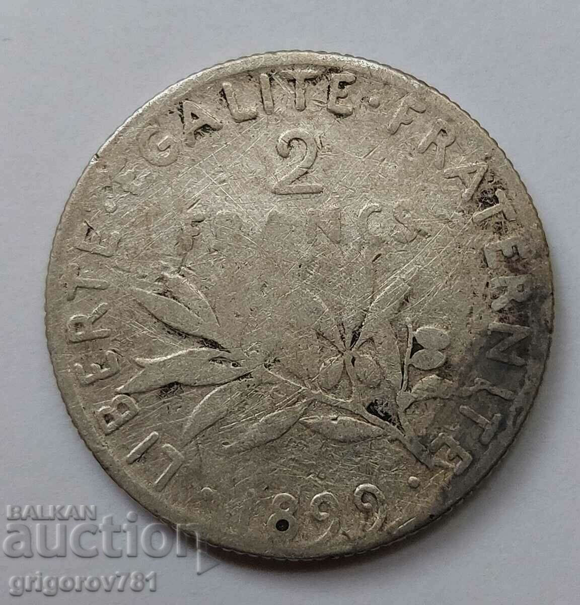 2 Francs Silver France 1899 - Silver Coin #151