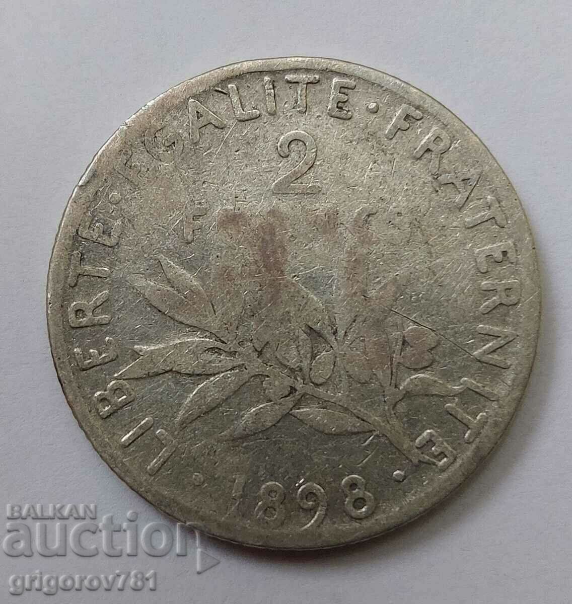 2 франка сребро Франция 1898 -  сребърна монета №153