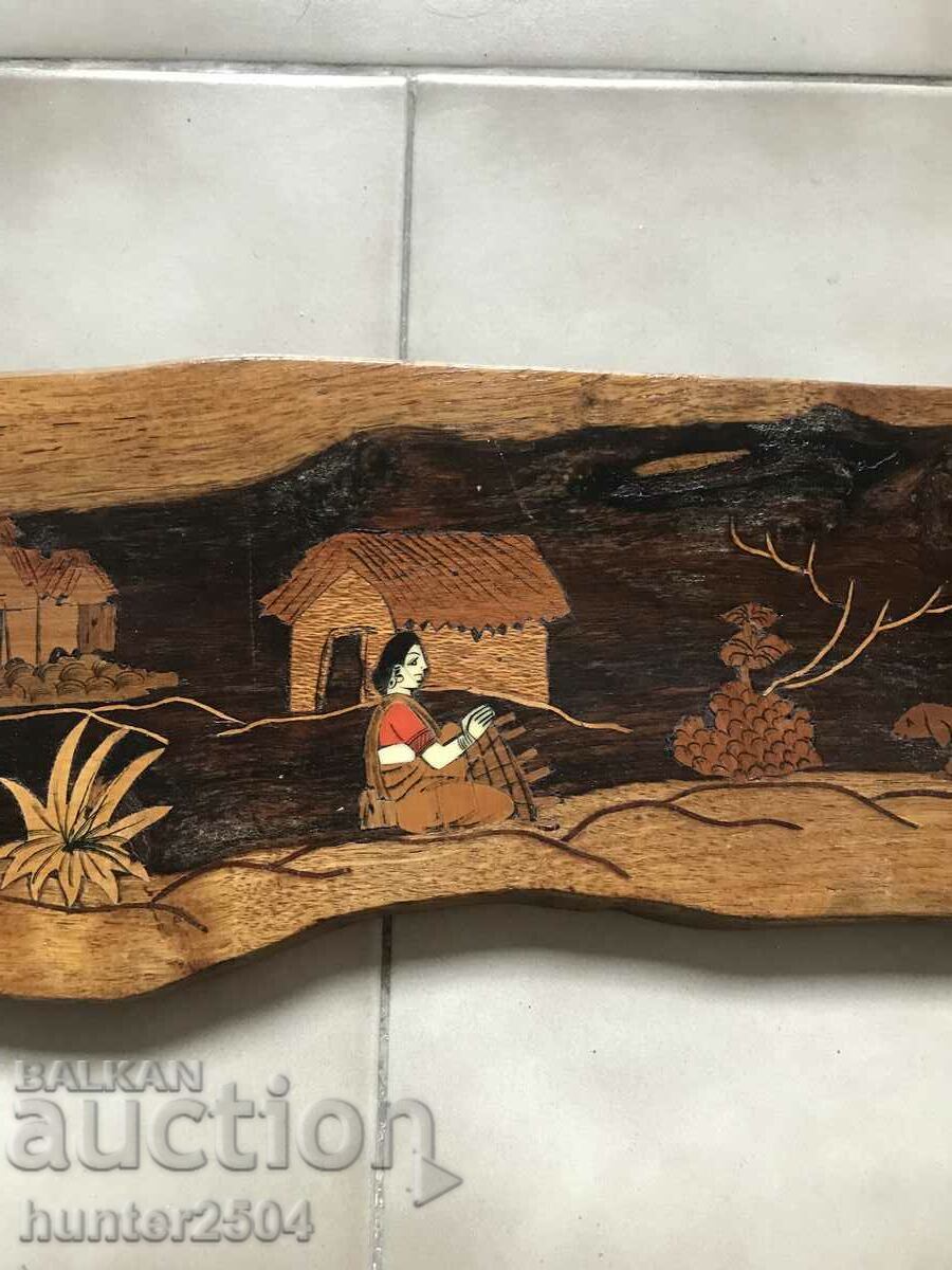 Auction Wood panel, 48/13 cm, India Auction Wood panel, 48/13 cm, India