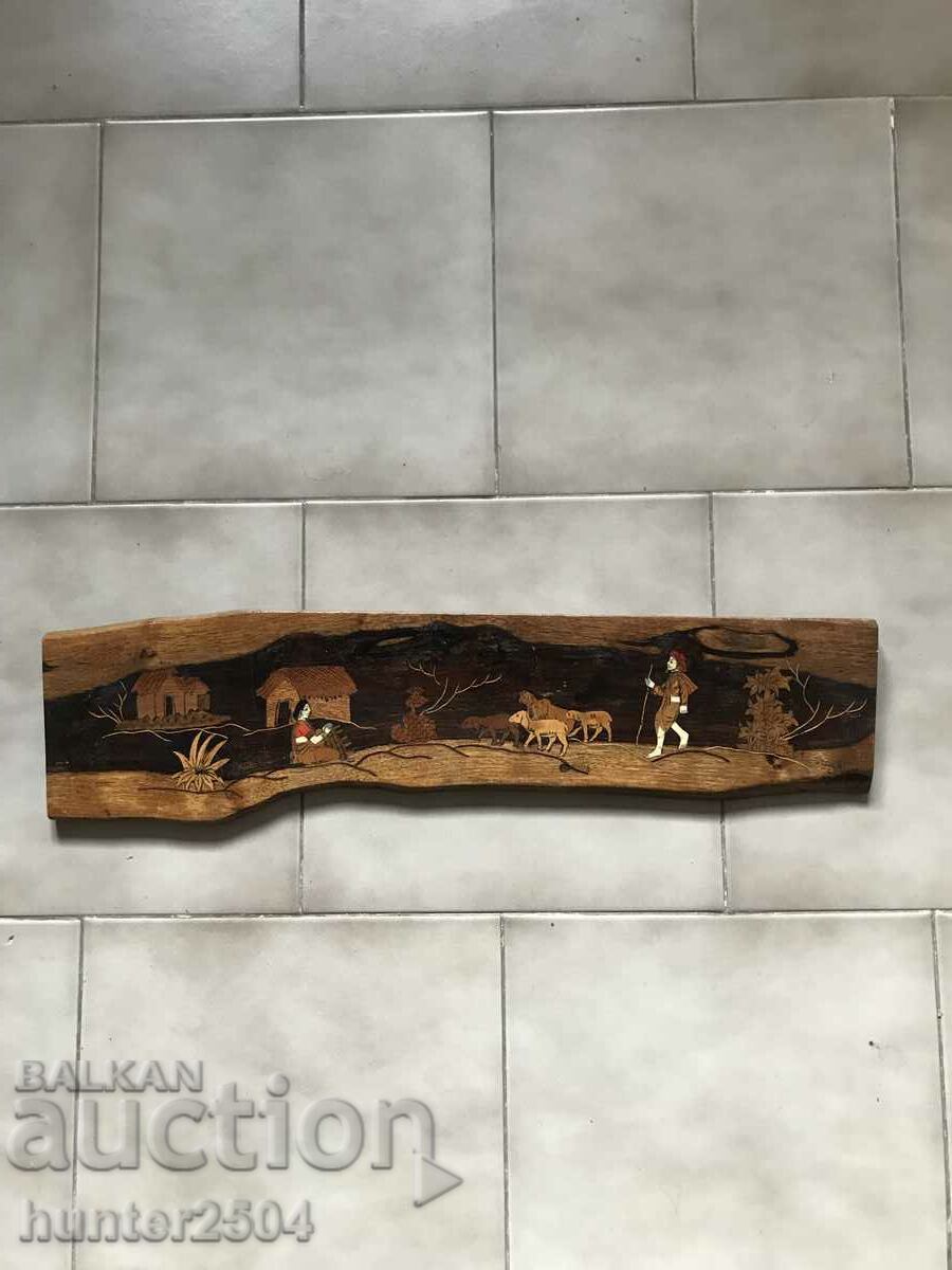 Wood panel, 48/13 cm, India