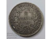 2 франка сребро Франция 1887 А -  сребърна монета №154