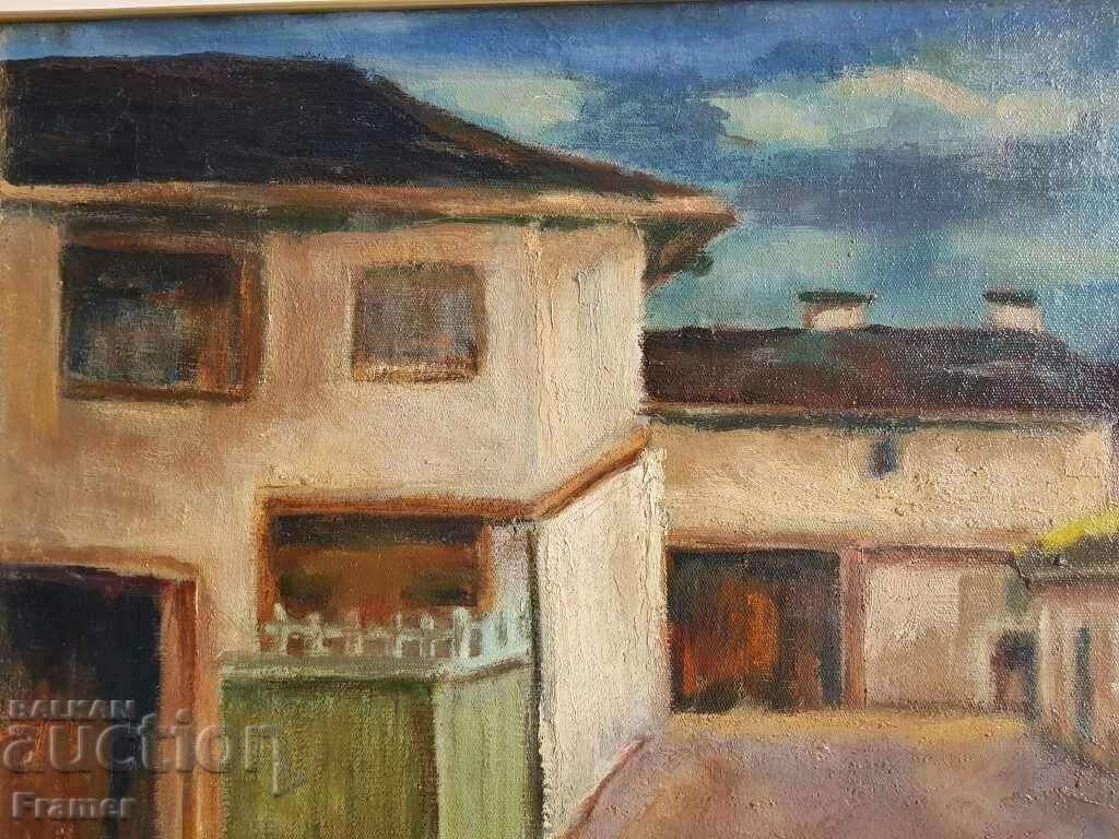 Auction STOYAN MITOV 1895 -1977 Landscape village street houses oil paints Auction STOYAN MITOV 1895 -1977 Landscape village street houses oil paints