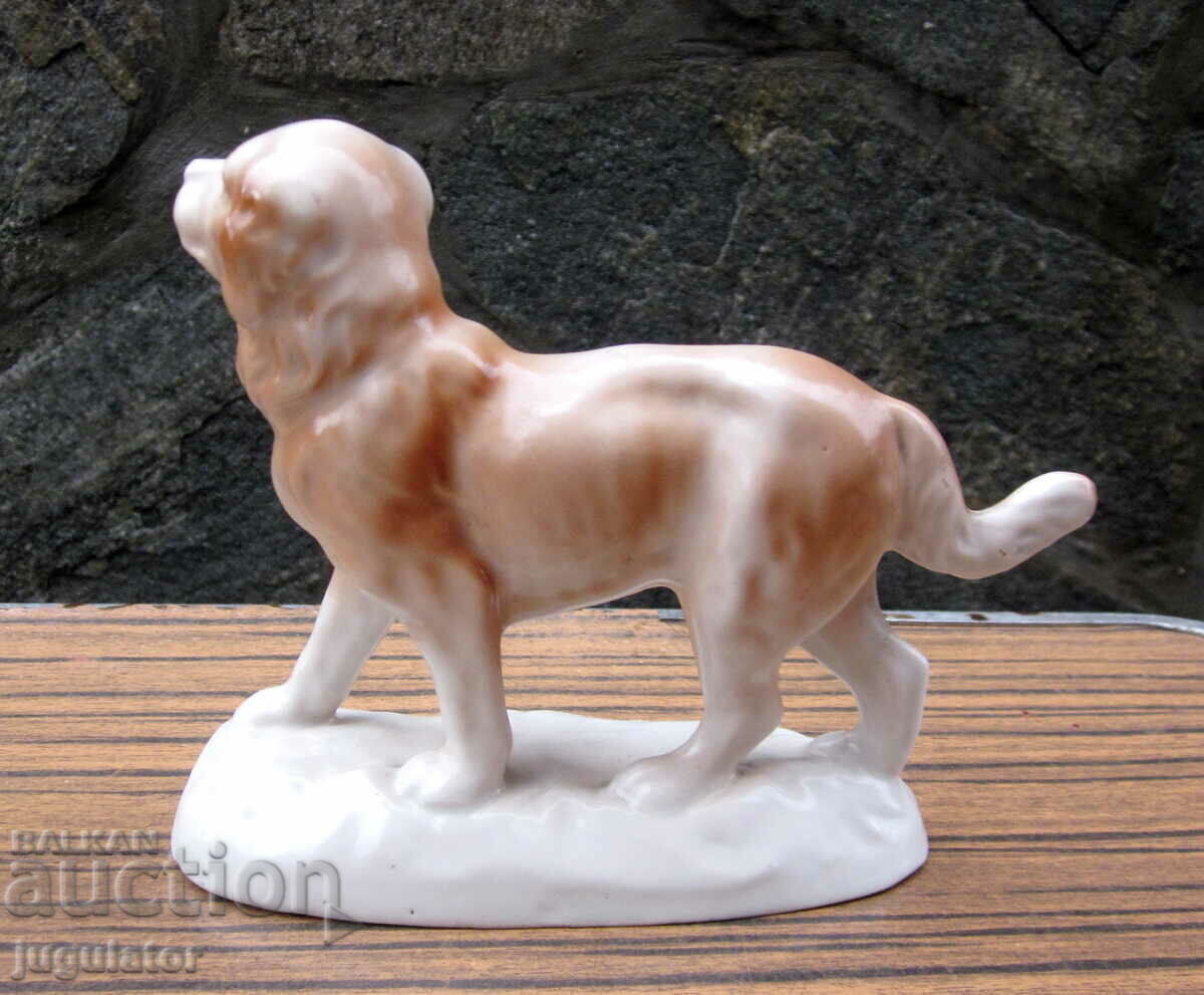 Old Bulgarian porcelain figure statuette dog with price 50.00 BGN | € 25.56