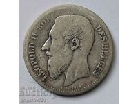2 франка сребро Белгия 1867 -  сребърна монета №163