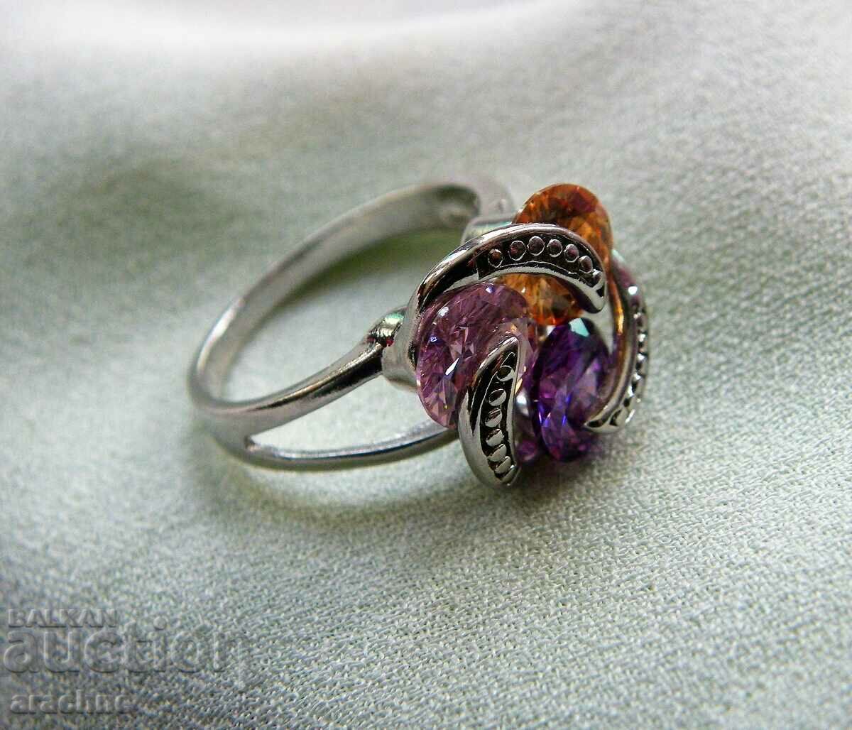 Silver ring with three colors of tourmalines with price 115.00 BGN | € 58.80 Silver ring with three colors of tourmalines with price 115.00 BGN | € 58.80