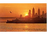 Old postcard - New York, Manhattan - sunrise