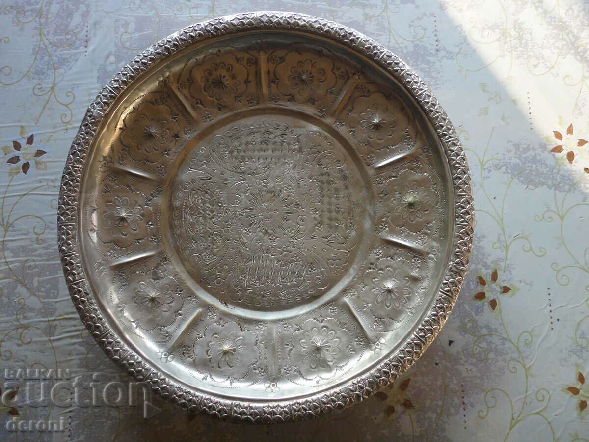 Bronze forged tray blue engraved marked with price 180.00 BGN | € 92.03 Bronze forged tray blue engraved marked with price 180.00 BGN | € 92.03