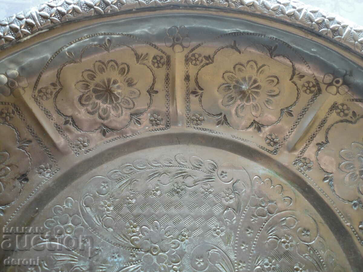 Delivery of Bronze forged tray blue engraved marked Delivery of Bronze forged tray blue engraved marked