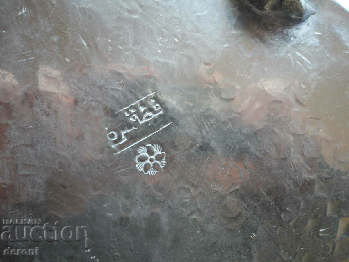 Bronze forged tray blue engraved marked - 6 Bronze forged tray blue engraved marked - 6