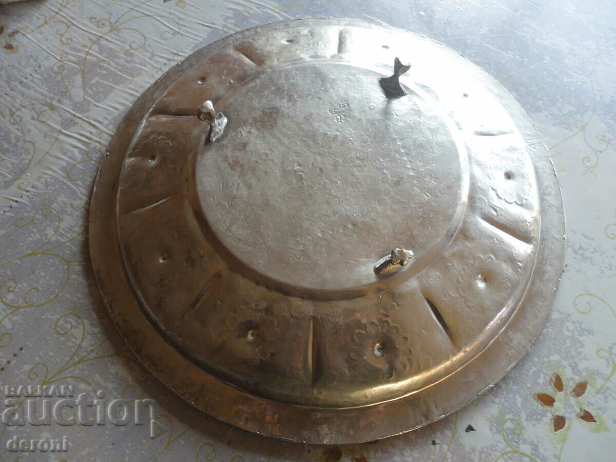 Bronze forged tray blue engraved marked - 7 Bronze forged tray blue engraved marked - 7