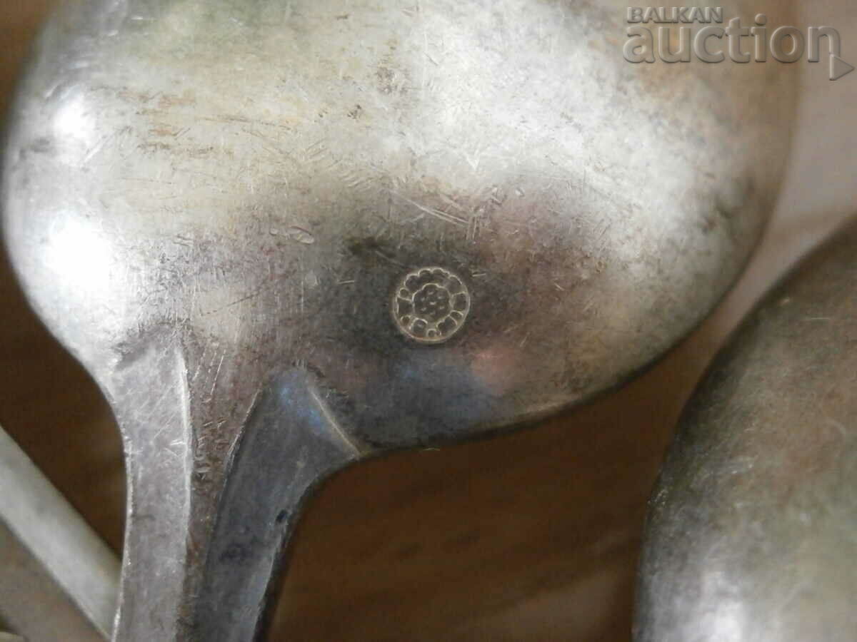 lot SANDRIK A. S. retro vintage linguri placate cu argint gros - 7 lot SANDRIK A. S. retro vintage linguri placate cu argint gros - 7