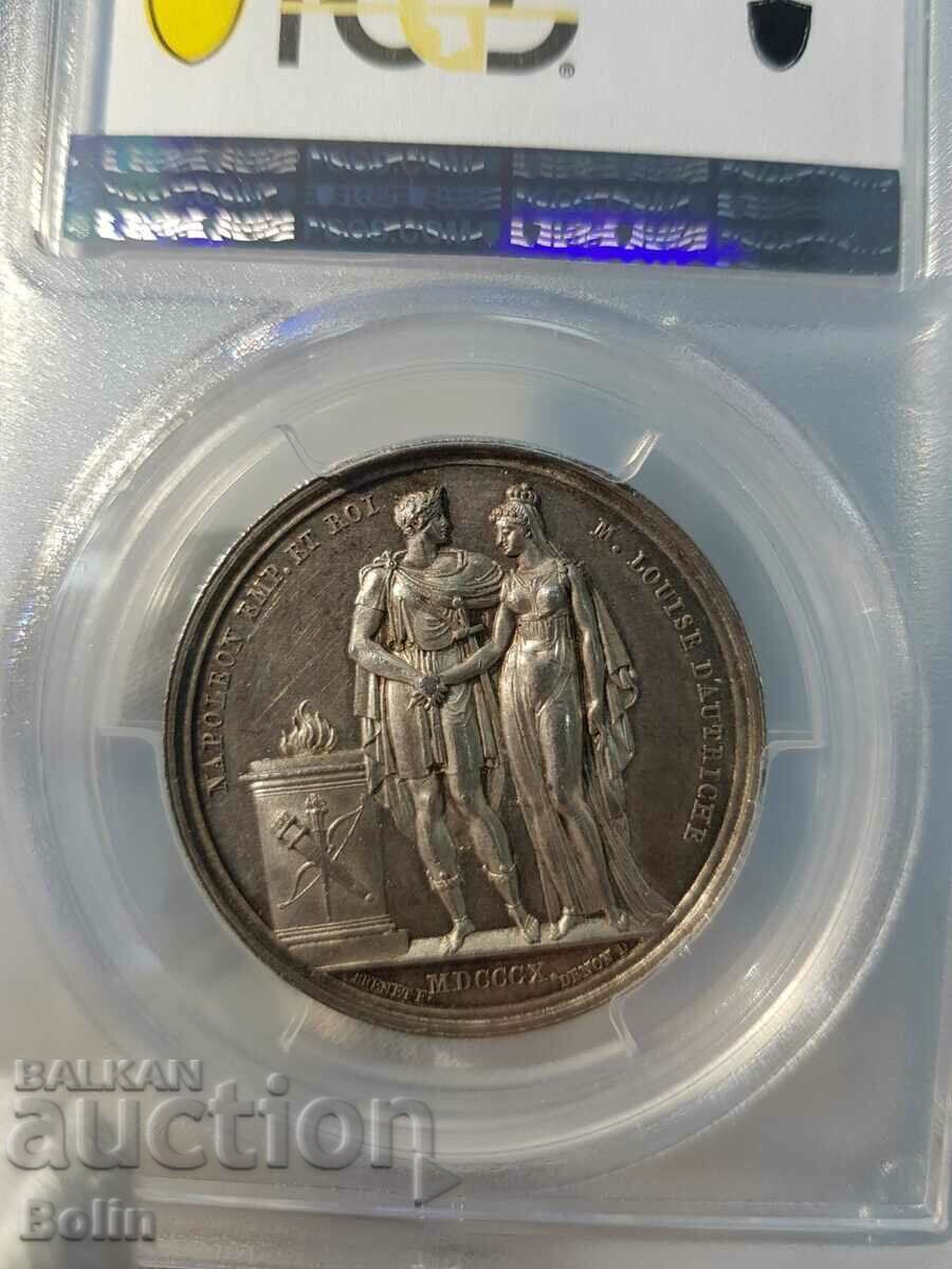 Auction Rare silver medal Napoleon I and Marie Louise 1810. SP 55 Auction Rare silver medal Napoleon I and Marie Louise 1810. SP 55