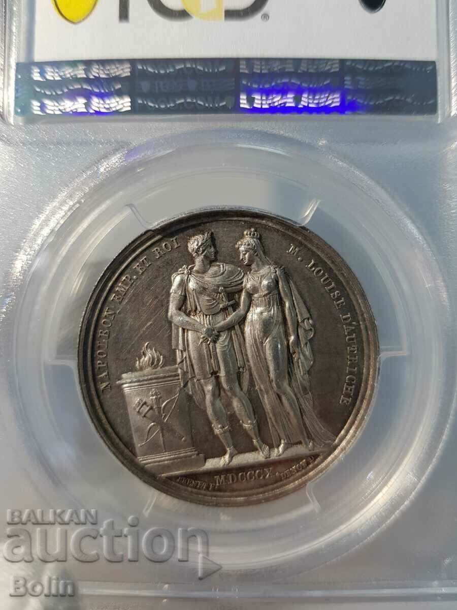 Delivery of Rare silver medal Napoleon I and Marie Louise 1810. SP 55 Delivery of Rare silver medal Napoleon I and Marie Louise 1810. SP 55