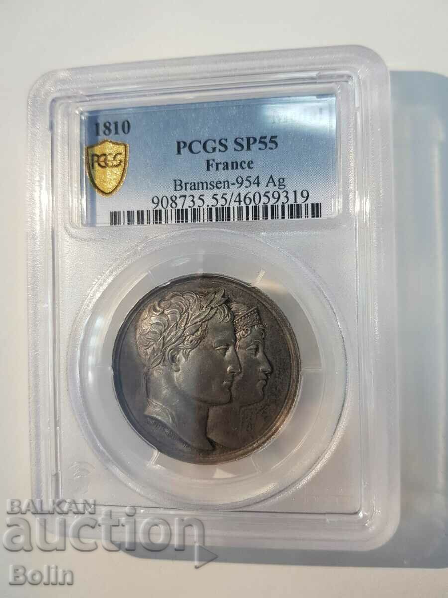 Rare silver medal Napoleon I and Marie Louise 1810. SP 55 - 5 Rare silver medal Napoleon I and Marie Louise 1810. SP 55 - 5