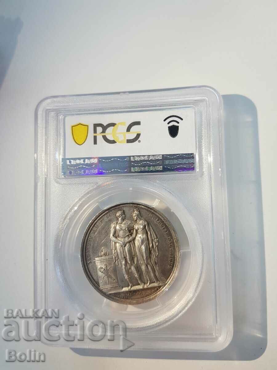 Rare silver medal Napoleon I and Marie Louise 1810. SP 55 - 6 Rare silver medal Napoleon I and Marie Louise 1810. SP 55 - 6