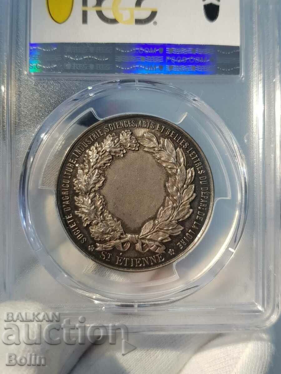 Silver French Table Medal 1880 MS62 - 6 Silver French Table Medal 1880 MS62 - 6