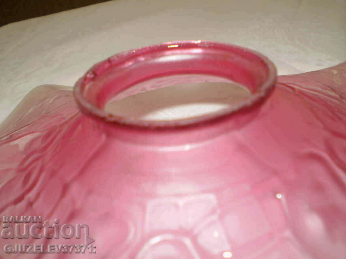 Auction  1920s curly red glass chandelier shade