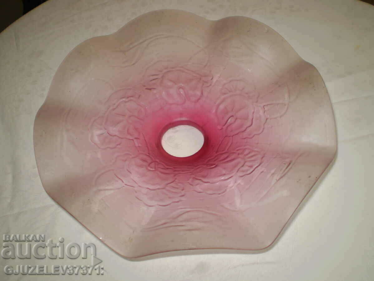 Delivery of 1920s curly red glass chandelier shade