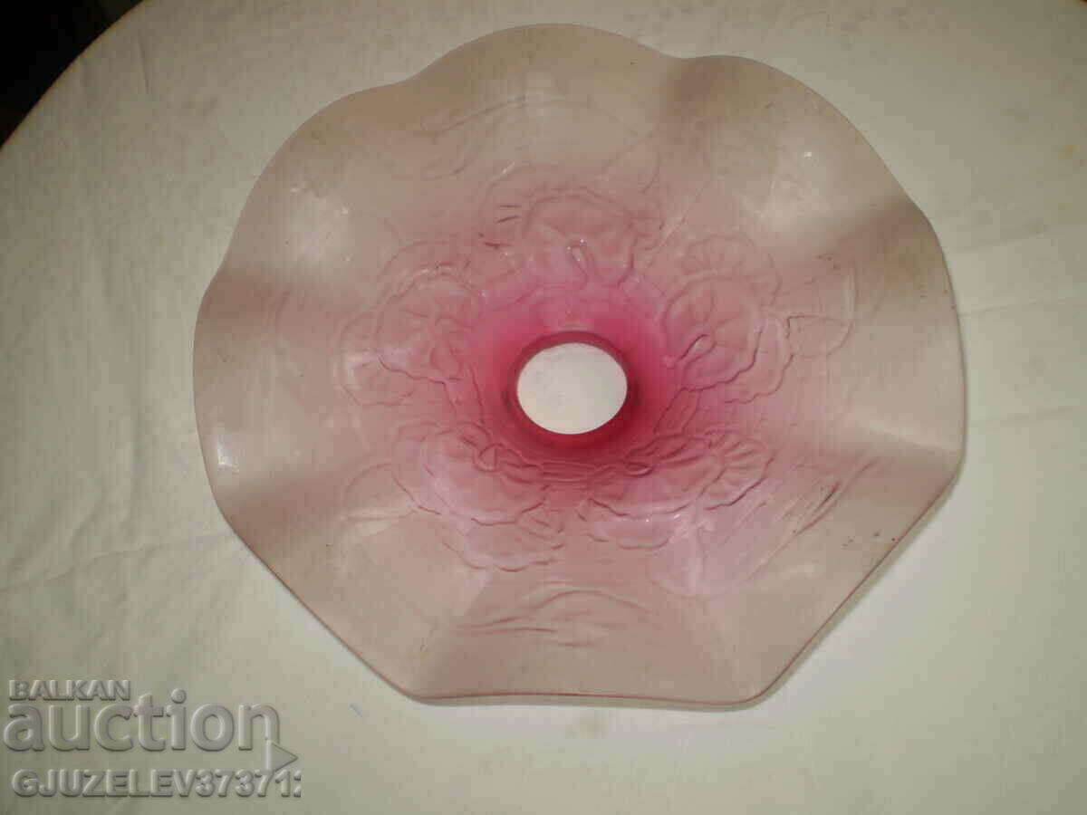 1920s curly red glass chandelier shade - 5