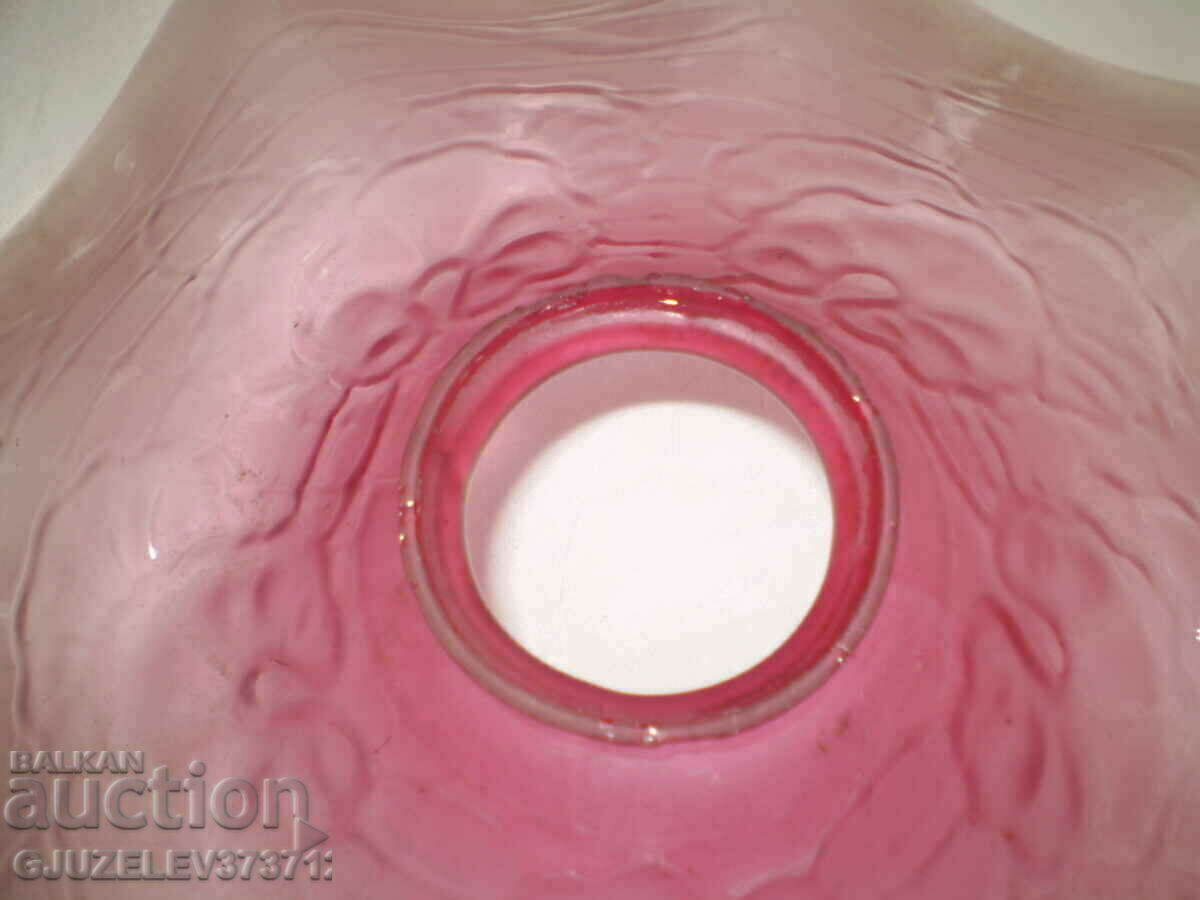 1920s curly red glass chandelier shade - 6