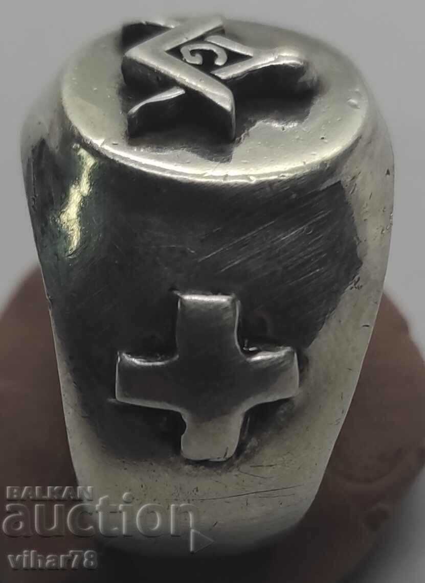 Solid Silver Masonic Ring - 6
