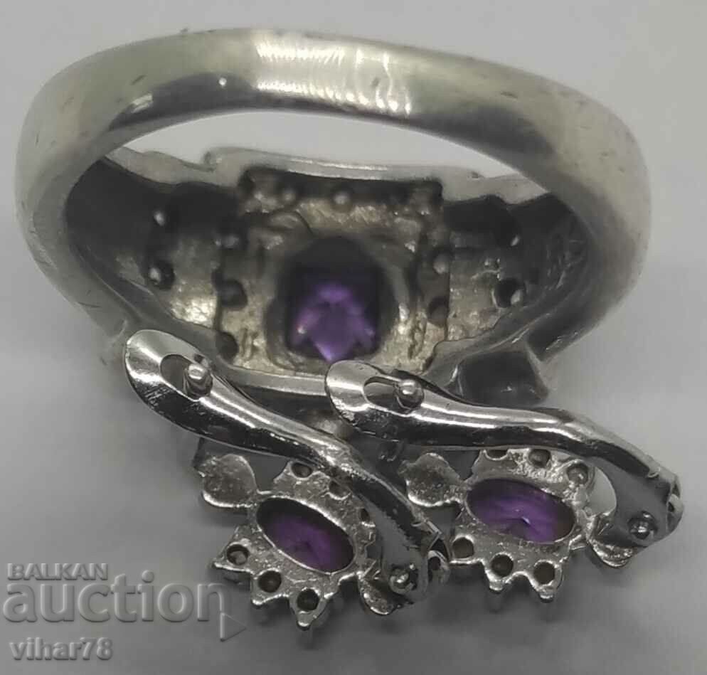 Silver ring with earrings - 7