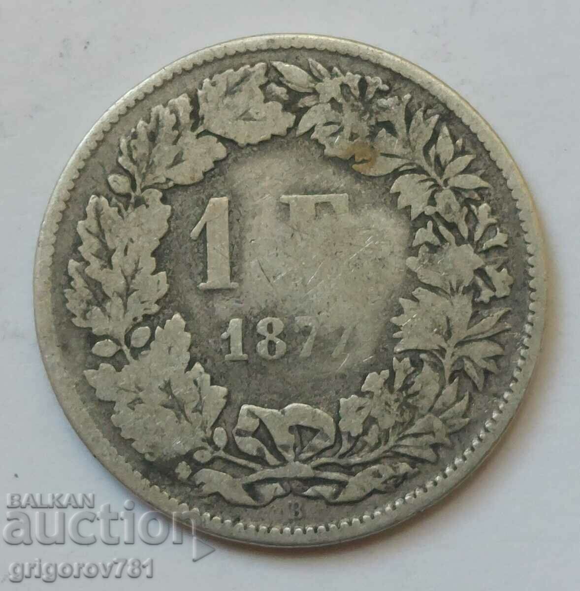 1 franc silver Switzerland 1877 B - silver coin