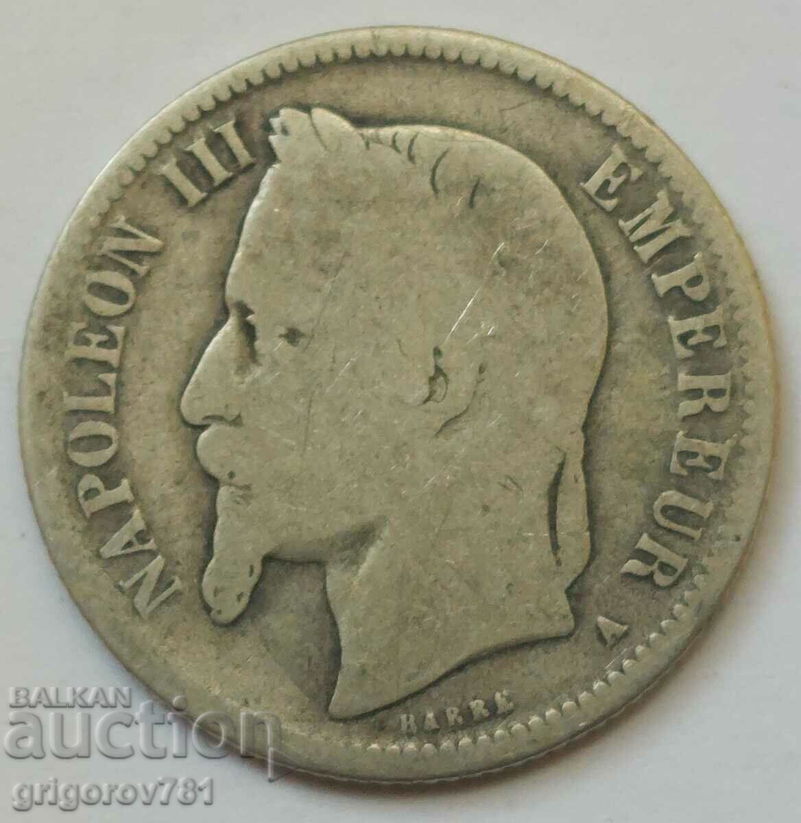 1 франк сребро Франция 1867 -  сребърна монета №57