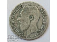 1 франк сребро Белгия 1887 -  сребърна монета №58