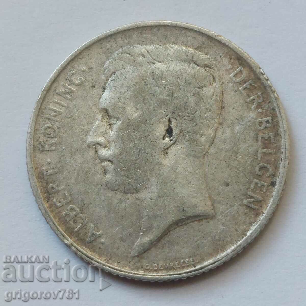 1 франк сребро Белгия 1912 -  сребърна монета №65