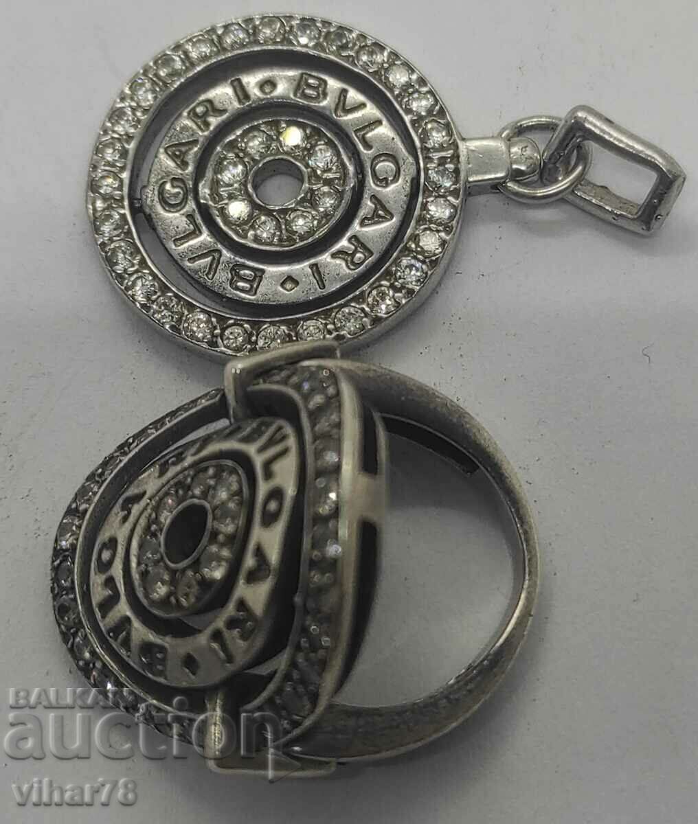 beautiful Bulgari silver ring and pendant set - 5 beautiful Bulgari silver ring and pendant set - 5
