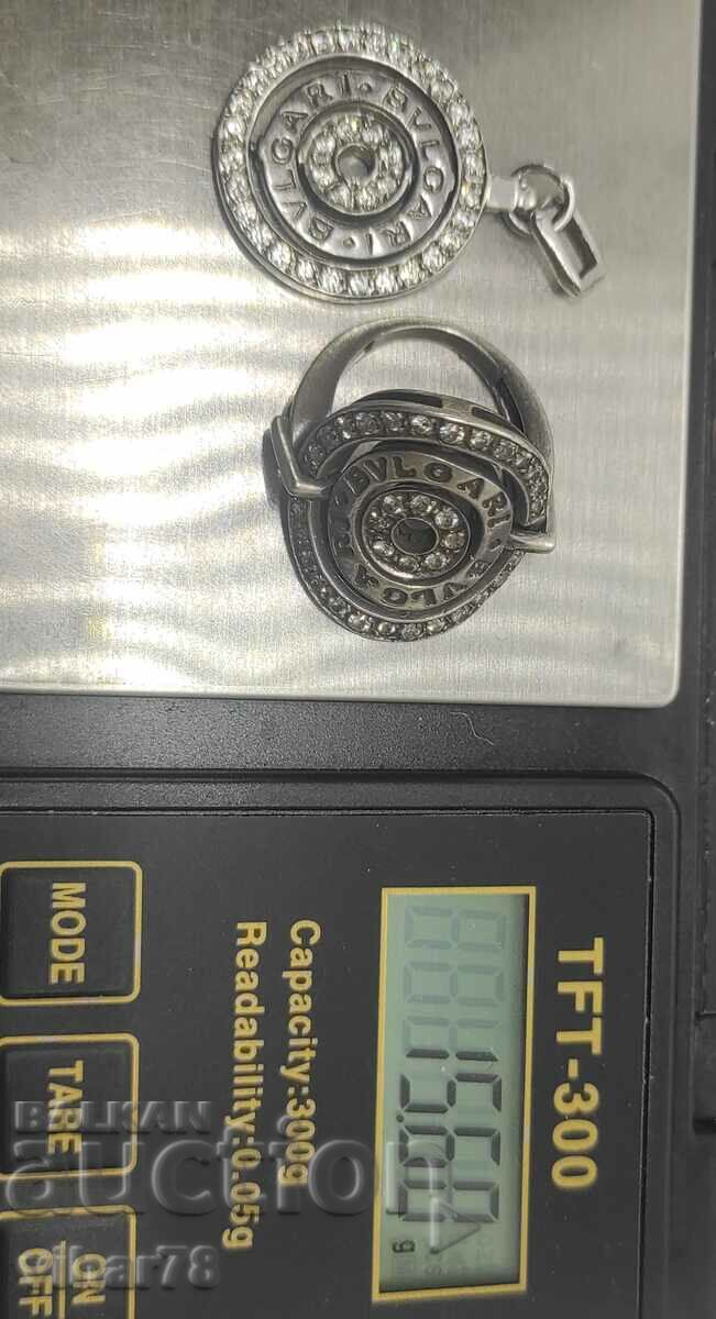 beautiful Bulgari silver ring and pendant set - 6 beautiful Bulgari silver ring and pendant set - 6