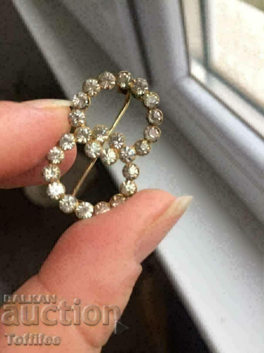 Old vintage zirconia brooch