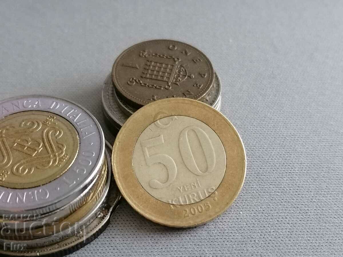 Монета - Турция - 50 куруша | 2005г.