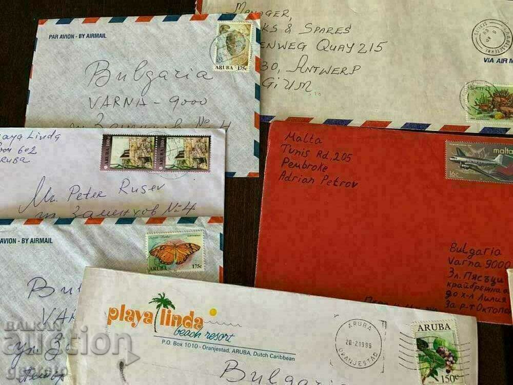 Auction Travelled envelopes to Island countries - 9 pcs Auction Travelled envelopes to Island countries - 9 pcs
