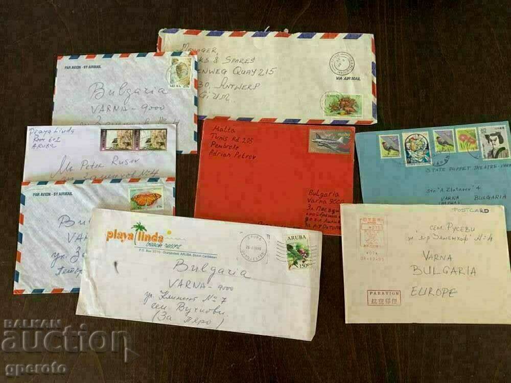 Travelled envelopes to Island countries - 9 pcs Travelled envelopes to Island countries - 9 pcs