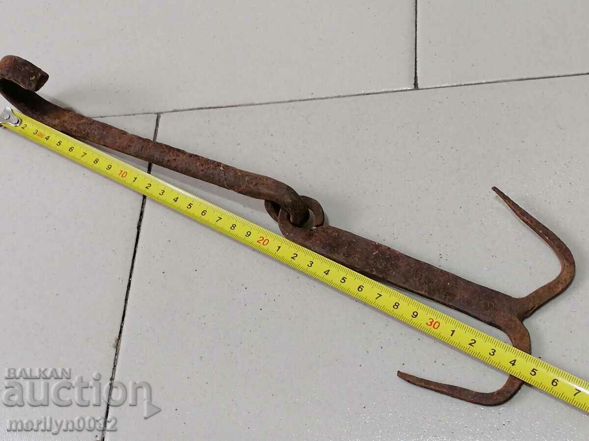 An old forged scraping hook, double twin - 6 An old forged scraping hook, double twin - 6