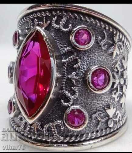 Silver Ring with rubies - 6 Silver Ring with rubies - 6