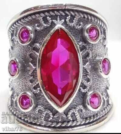 Silver Ring with rubies