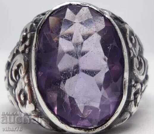 Old Silver Ring with Amethyst