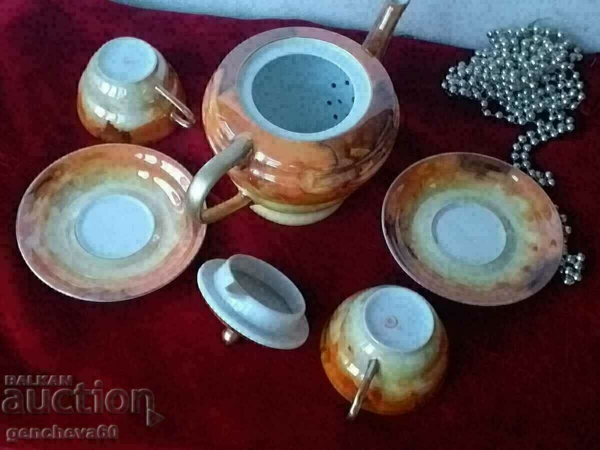 Marble vintage KMP porcelain/teapot, cups - 5 Marble vintage KMP porcelain/teapot, cups - 5