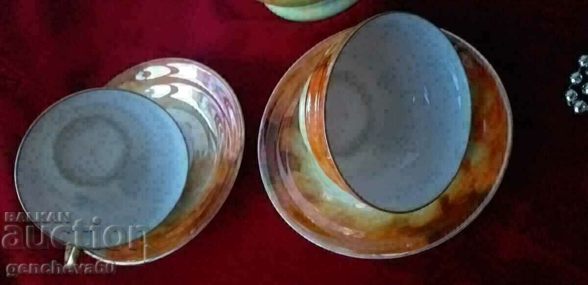 Marble vintage KMP porcelain/teapot, cups - 7 Marble vintage KMP porcelain/teapot, cups - 7