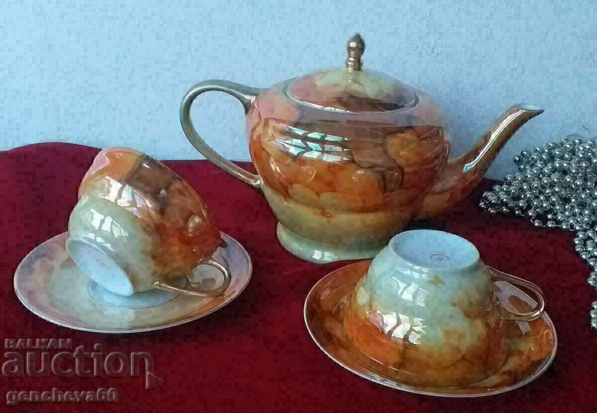 Marble vintage KMP porcelain/teapot, cups