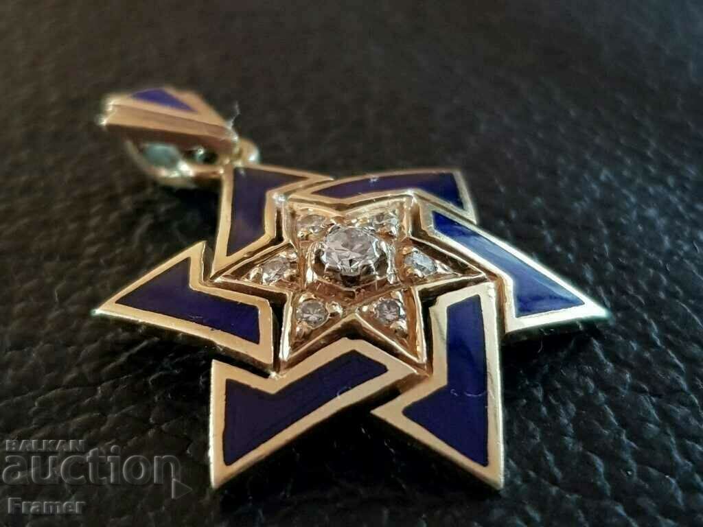 14K GOLD with DIAMONDS and enamel locket pendant gold - 7 14K GOLD with DIAMONDS and enamel locket pendant gold - 7