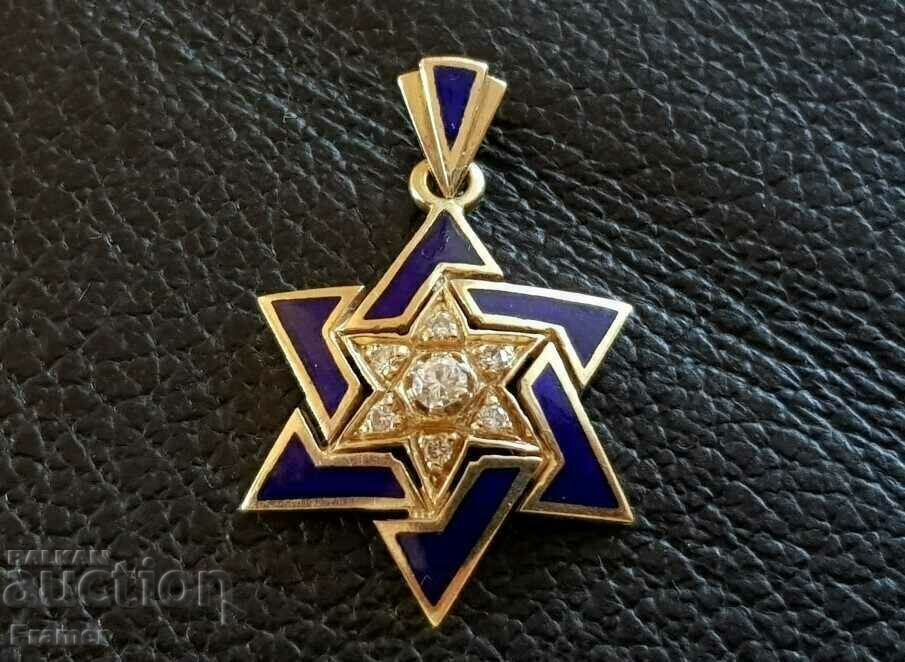 14K GOLD with DIAMONDS and enamel locket pendant gold 14K GOLD with DIAMONDS and enamel locket pendant gold