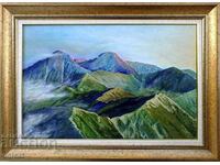 Pirin mountain, Vihren and Cutelo at dawn, painting