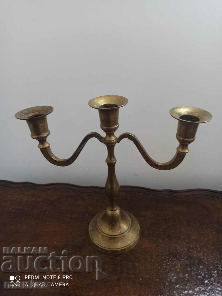 Antique Revival Bronze Triple Candlestick